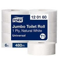 Tork Toilettenpapier T1 Universal Jumbo 1-lagig, naturwei - 6 Rollen