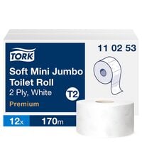 Tork Toilettenpapier T2 Premium Mini 2-lagig, wei - 12 Rollen