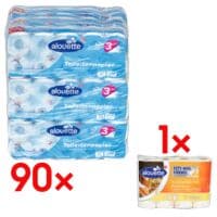 9x alouette Toilettenpapier 3-lagig, wei inkl. Kchenrollen Premium 4 Rollen 3-lagig