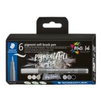 Staedtler 6 Fasermaler pigment brush pen Greys