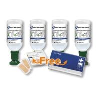 First Aid Only 4x Augensplflasche (NaCl) je 500 ml inkl. Pflasterspender und Nachfllpack wasserfester Pflaster