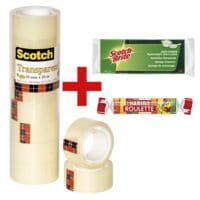 Scotch Klebeband 550, transparent/stark klebend, 8 Stck inkl. Topfreiniger + Fruchtgummi Roulette 25 g