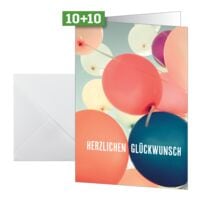 Geburtstagskarte SIGEL Balloons, A6, mit Umschlag, 10 Stck