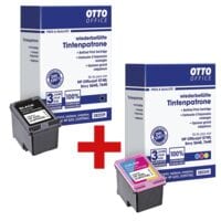 OTTO Office Tintenpatronen-Set ersetzt Packards Nr. 62 schwarz + dreifarbig XL (C2P05A + C2P07A)