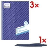 Avery Zweckform 3x Formularbuch Kassenbuch 426 (Steuerschiene 300) inkl. Kugelschreiber Reco blau