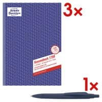 Avery Zweckform 3x Formularbuch Kassenbuch (Steuerschiene 300) inkl. Kugelschreiber Reco blau