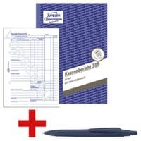 Avery Zweckform 5er-Pack Formularbuch »Kassenbericht 305« inkl. Kugelschreiber »Reco« blau