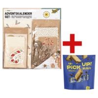 folia Adventskalender Falala 97-tlg. inkl. 12er-Pack Mini-Doppelkeks-Riegel PiCK UP! minis Choco