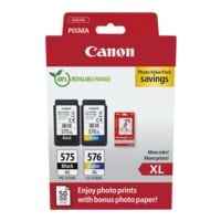 Canon Photo Value Pack: Tintenpatronen-Set PG-575XL & CL-576XL + Fotoglanzpapier 10x15 cm