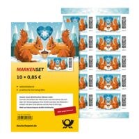 0,85 € Markenset Eichhrnchen im Schnee Deutsche Post, 10x Briefmarken selbstklebend