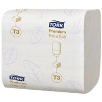 Tork Einzelblatt-Toilettenpapier T3 Premium Extra Soft 2-lagig, hochwei - 7560 Tcher