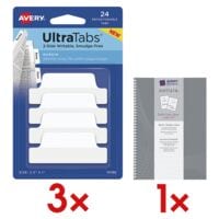 3x Avery Zweckform Haftmarker UltraTabs - Wei 50,8 x 38,1 mm, Kunststoff inkl. Notizbuch Notizio