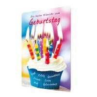 Geburtstagskarte LUMA KARTENEDITION Die besten Wnsche zum Geburstag Muffin, Sonderformat, mit Umschlag, 1 Stck