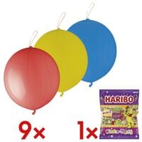 Papstar 3x 3er-Set Punch Ballons inkl. Fruchtgummi-Mischung Kinder-Party Minis vegetarisch 250 g