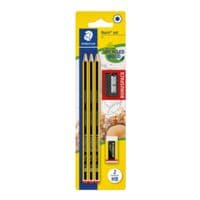 Bleistift-Set STAEDTLER Noris 120 HB (3 Stck) Bonuspack, HB, ohne Radiergummi inkl. extra Radiergummi und Anspitzer