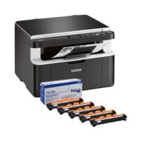 Brother DCP-1612WVB mit 5 Tonerkassetten schwarz Multifunktionsdrucker A4 mit WLAN schwarz wei Laserdrucker