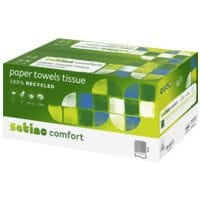 Papierhandtcher Satino comfort comfort 2-lagig, hochwei, 25 cm x 41 cm aus Recyclingpapier mit Lagen-Falzung - 2304 Blatt gesamt