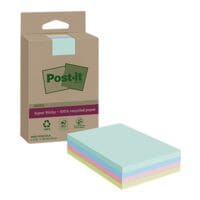 Post-it Notes Haftnotizen Super Sticky Recycling Notes 10,2 x 15,2 cm, 180 Blatt gesamt, farbig sortiert