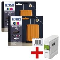 Epson 2x 4er-Pack Tintenpatronen 405 inkl. Etikettendrucker LabelWorks LW-C410 GRATIS