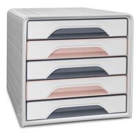 cep Schubladenbox »Smoove« 5 Schubladen weiß/grau/rosa