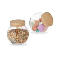 relaxdays 2er-Set Bonbonglser mit Bambusdeckel rund 1,5 Liter