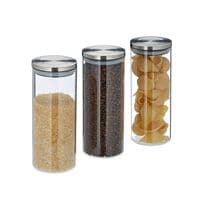 relaxdays 3er-Set Vorratsglser mit Edelstahldeckel rund 1500 ml
