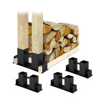 relaxdays 4er-Set Holzstapelhilfe