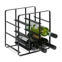 relaxdays Weinregal 9 Flaschen Metall schwarz