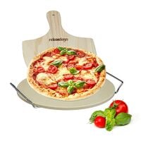 relaxdays Pizzastein 32cm im Set mit Pizzaschieber