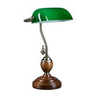 relaxdays Bankerlampe JONES mit Holzfu