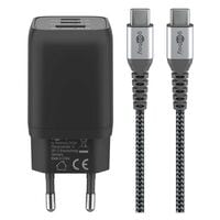 goobay USB-C Ladekabel mit Adapter 1 m