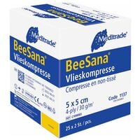 Meditrade 25 x 2 Stk. Vlieskompresse BeeSana 5 x 5 cm 