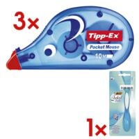 3x Tipp-Ex Einweg-Korrekturroller Pocket Mouse 4,2 mm / 10 m inkl. Einweg-Rasierer »Soleil Bella«
