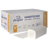 Papierhandtcher FRIPA COMFORT 2-lagig, hochwei, 25,0 cm x 23,0 cm aus Zellstoff mit Zick-Zack-Falzung - 3200 Blatt gesamt