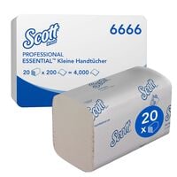 Papierhandtcher Scott Essential 2-lagig, wei, 22,5 cm x 23,0 cm aus Recyclingpapier mit I-Falzung - 4000 Blatt gesamt