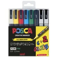 8x uni-ball Permanent-Marker POSCA PC-3M - Rundspitze