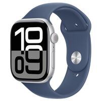 Apple Watch Series 10 46 mm Aluminium Silber (GPS) Sportarmband denim M/L 64 GB denim, silber