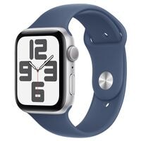 Apple Watch SE 44 mm Aluminium Silber (GPS) Sportarmband S/M 32 GB denim, silber