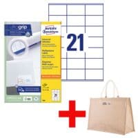 Avery Zweckform 2100er-Pack Universal Klebeetiketten 3481 inkl. Jute Shopper Large