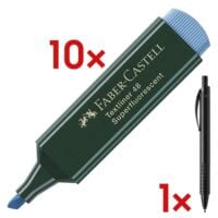 10x Faber-Castell Textmarker Textliner 48 nachfllbar Keilspitze inkl. Kugelschreiber Basic M schwarz