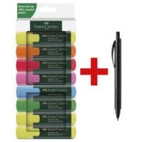 8x Faber-Castell Textmarker Textliner 48 nachfüllbar Keilspitze inkl. Kugelschreiber »Basic M« schwarz