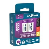 Ansmann 2x USB-Akkus mit Ladekabel 6000 Mono D 5400 mAh