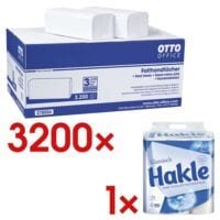 Aktion: 3200 Blatt Papierhandtcher + 24 Rollen Toilettenpapier Vlausch 3-lagig