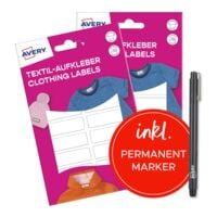 Avery Zweckform 2x 36er-Pack Textil-Aufkleber 45x13 mm wei + Marker