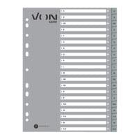 VON by Leitz Register, A4, 1-20 20-teilig, grau / einfarbige Taben, Polypropylen