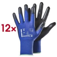 12 Paar Montagehandschuhe 777 Gr��e L Nylon mit PU-Beschichtung blau / schwarz