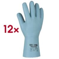 12 Paar Chemikalienschutz-Handschuhe S-BLUE Baumwoll-Trikotgewebe mit Naturlatex-Beschichtung, Gre L blau