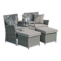 Garden Pleasure 3-tlg. Garten-Doppelsessel-Set mit Hockern »Calgary«