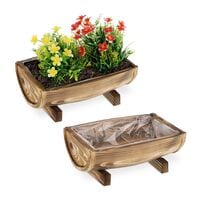 relaxdays 2er-Set Holz-Blumenksten