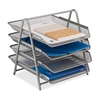 relaxdays Briefablage Mesh 4 Fcher, A4 Stahl